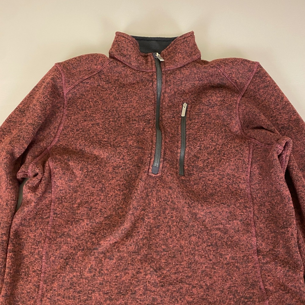 Woolrich 1/4 Zip Pullover Sweater Men's Medium Fleece Mock Neck Red Heather - Picture 2 of 11